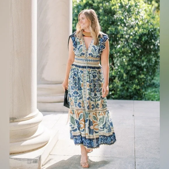 farm rio green ocean tapestry maxi dress Ocean Tapestry Green Maxi Dress – FARM Rio